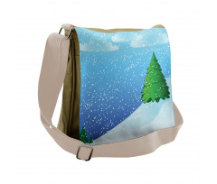 Snow Pouring onto Trees Messenger Bag