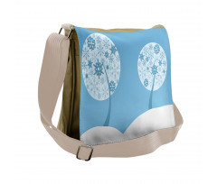 Round Snowflake Trees Messenger Bag