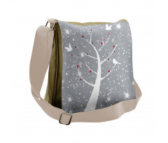 Red Berries and Birds Messenger Bag