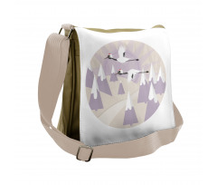 Red Crowned Cranes Flying Messenger Bag