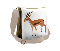 Cartoon Animal on Plain Messenger Bag