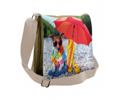 Funny Hawaiian Dog Beach Messenger Bag