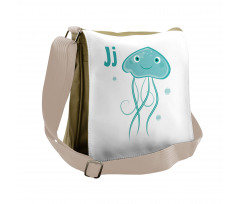 Letter J Cartoon Animal Messenger Bag