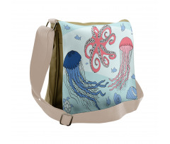 Cartoon Undersea Animal Messenger Bag