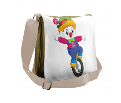 Circus Humorous Boy on Wheel Messenger Bag