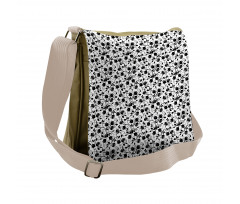 Monotone Intertwined Rosebuds Messenger Bag