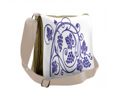 Monotone Grapes Leaves Art Messenger Bag