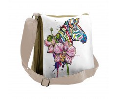 Animal Orchid Ink Art Messenger Bag