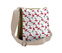 Fruits on Bicolour Hearts Messenger Bag