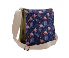 Exotic Floral Flamingos Messenger Bag