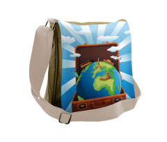 Globe in a Vacation Suitcase Messenger Bag