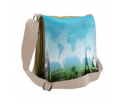 Famous Landmarks Mapping Messenger Bag