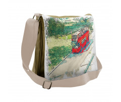 Tourist Bus Watercolor Art Messenger Bag