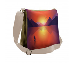 Lonely Sailboat at Sunset Messenger Bag