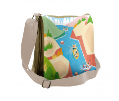 Rafting on River Cartoon Messenger Bag