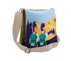 Adventurous Men in Hiking Messenger Bag