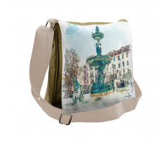 Old Fountain in Town Square Messenger Bag