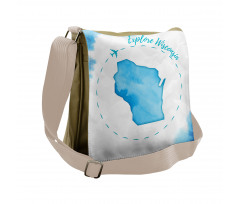 Explore Wisconsin Map Design Messenger Bag