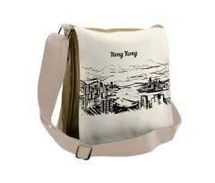 Hong Kong Skyline Wording Messenger Bag