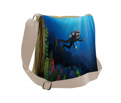 Scuba Diver Exploring Art Messenger Bag