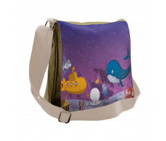 Oceanic Creatures Coral Messenger Bag