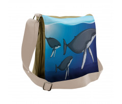 Swimming Whales Scenery Messenger Bag