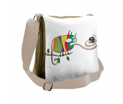 Chameleon on Branch Messenger Bag