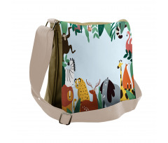 Wild Fauna and Exotic Leaves Messenger Bag