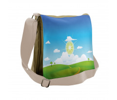 Grass Hill Sun and Clouds Messenger Bag