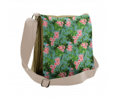 Exotic Pastel Plumeria Pattern Messenger Bag