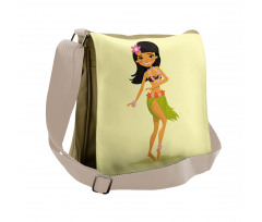 Hawaiian Dancer Girl Cartoon Messenger Bag