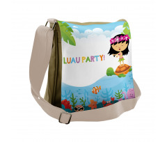 Hula Girl on a Turtle Messenger Bag