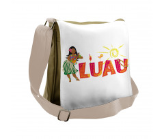 Hula Dancer with a Ukulele Messenger Bag