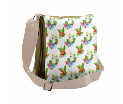 Cockatoo and Tropical Petals Messenger Bag