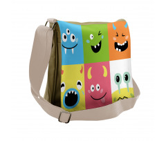 Colorful Blocks Emoticon Messenger Bag