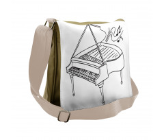 Monochrome Piano Drawing Messenger Bag