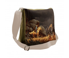 Cowboy Riding Horse Messenger Bag