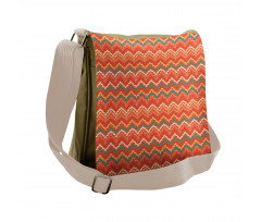 Retro Warm Tone Wavy Lines Messenger Bag