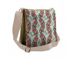 Flower Butterfly Silhouettes Messenger Bag