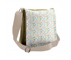 Pastel Dots and Flora Scene Messenger Bag