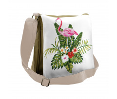 Flamingo and Flowers Messenger Bag