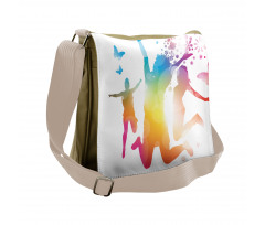 Jumping People Butterflies Messenger Bag