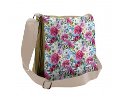 Watercolor Look Bouquet Art Messenger Bag