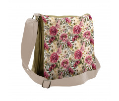 Motley Spring Flowers Leaves Messenger Bag