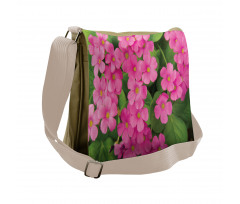 Pinkish Flower and Leaves Messenger Bag