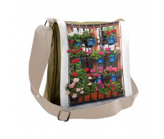 Flower Pots on Old Window Messenger Bag