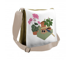 Flowers and Garden Tools Messenger Bag