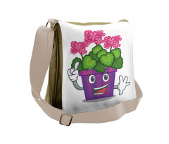 Flower Pot Smiling Art Messenger Bag