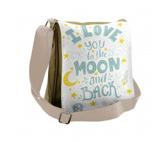 Crescent Moon Planets Messenger Bag