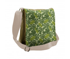 Exotic Forest Monstera Leaf Messenger Bag